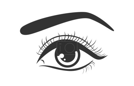 Ilustración de Hermoso ojo femenino aislado moda pestaña máscara vector ilustración - Imagen libre de derechos