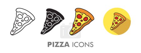 Photo for Hand Drawn Pizza Slice Icon Set Vector Illustration - Royalty Free Image