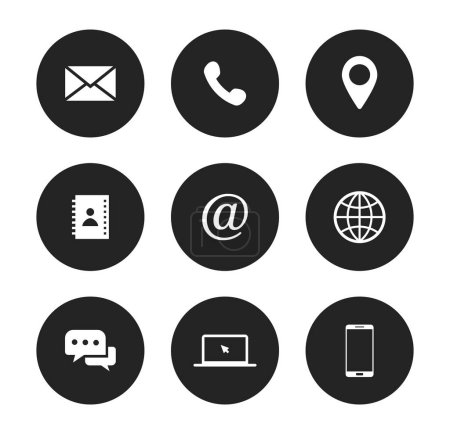 Illustration for Circular Business Contact Communication Vector Icon Set - Royalty Free Image