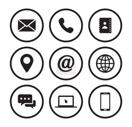 Téléchargez les illustrations : Business Office Circular Line Vector Icon Set - en licence libre de droit