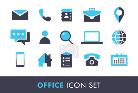 Photo for Contact Business Office Dual Tone Icon Set Vector Illustration - Royalty Free Image