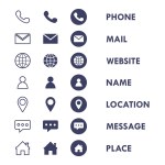 Business Contact Line Flat Vector Icon Collection