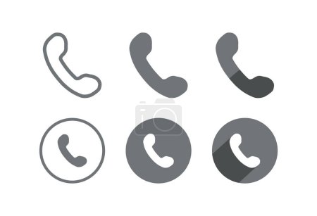 Photo for Calling Phone Flat Circular Line Vector Icon Collection - Royalty Free Image