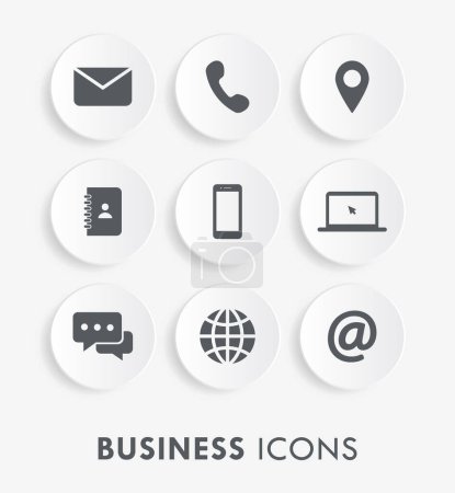 Photo for White Circular Business Icon Set Vector Illustration - Royalty Free Image