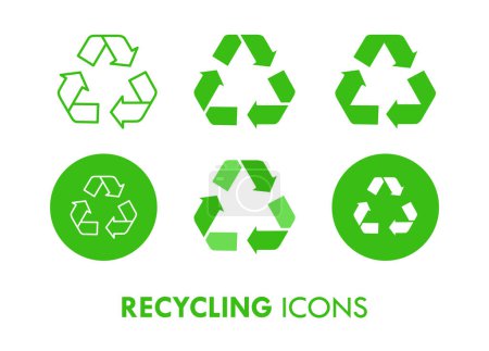 Photo for Green Reuse Recycle Styles Vector Icon Set - Royalty Free Image