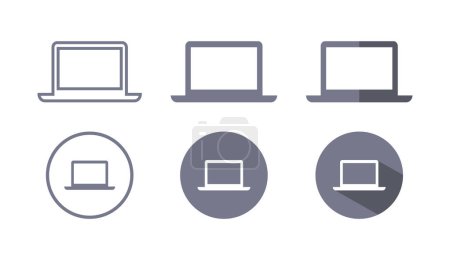 Photo for Flat Laptop Computer Device Flat Icon Set Vector Illustration - Royalty Free Image