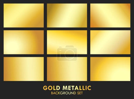 Gold Metallic Gradient Background Set Vector Illustration