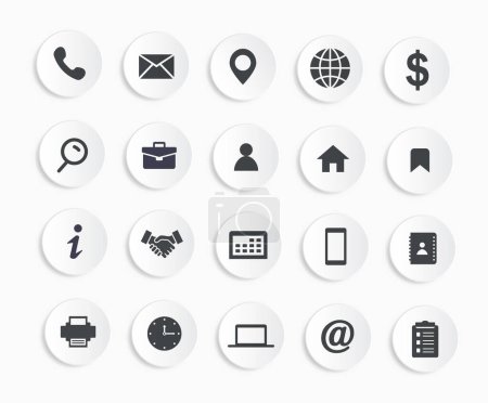 Photo for White Circular Paper Style Business Contact Icon Set Vector Illustration - Royalty Free Image
