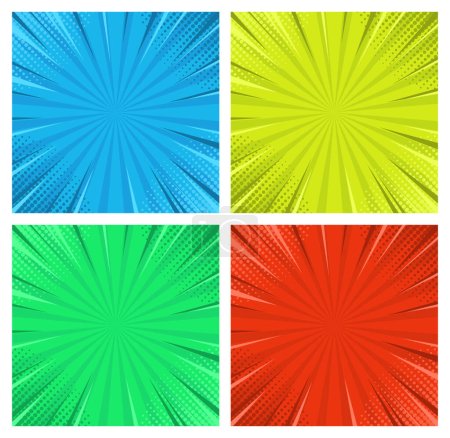Photo for Retro Comic Square Colorful Vector Background Set - Royalty Free Image