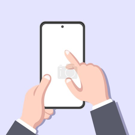 Téléchargez les illustrations : Illustration vectorielle d'écran tactile de téléphone intelligent de titulaire de personne - en licence libre de droit