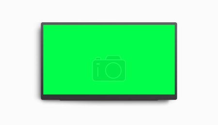 Realistic Wide Television Green Screen TV Display Isolated Vector Illustration