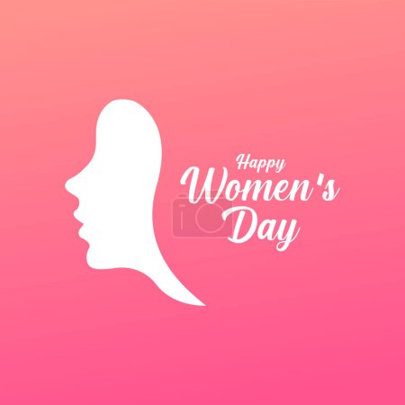 Happy Women's Day Banner Pink Vector Illustration
