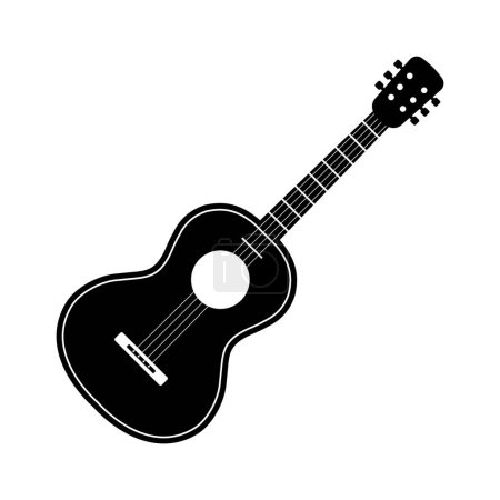 Téléchargez les illustrations : Équipement de musique à cordes de guitare noire Illustration vectorielle isolée - en licence libre de droit