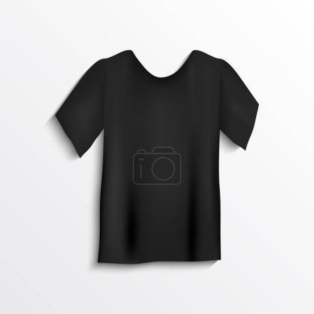 Photo for Black T-Shirt Blank Clothing Mockup Template Vector Illustration - Royalty Free Image