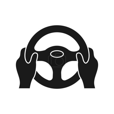 Photo for Steering Wheel Driving Hands Black Icon Isolated Vector Illustration - Royalty Free Image