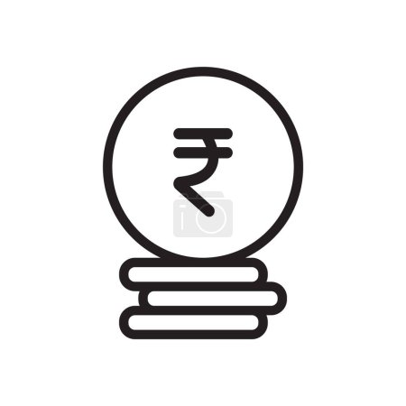 Rupee Coin Stack Line Isolated Icon Vector Illustration