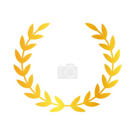 Photo for Yellow Gold Leaf Laurel Wreath Decoration Isolated Vector Icon Illustration - Royalty Free Image