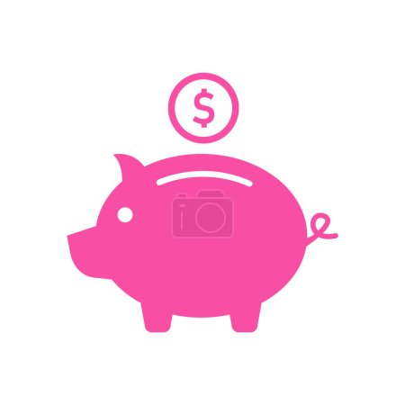 Photo for Pink Piggy Bank Dollar Icon Isolated Vector Illustration - Royalty Free Image