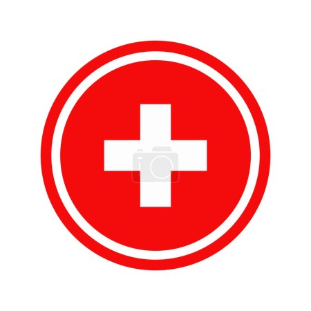 Photo for Medical First Aid Plus Red Sign Isolated Vector Illustration - Royalty Free Image