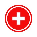 Medical First Aid Plus Red Sign Isolated Vector Illustration