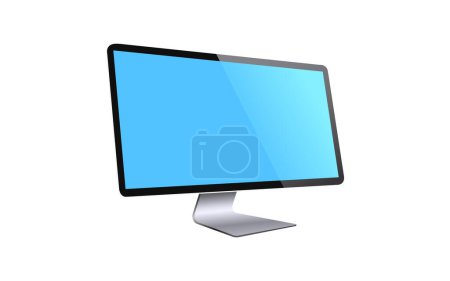 Illustration for Computer Monitor Blue Screen Realistic Device Isolated Vector Illustration - Royalty Free Image