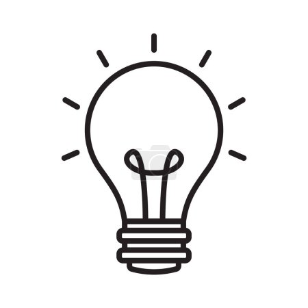 Illustration for Glowing Light Bulb Flat Line Icon Isolated Vector Illustration - Royalty Free Image