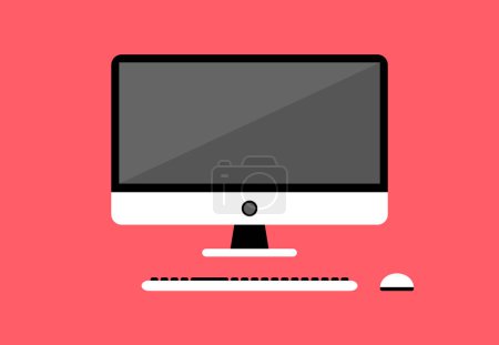 Photo for Computer Desktop Monitor Keyboard Mouse Equipment Vector Illustration - Royalty Free Image