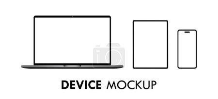 Photo for Laptop Tablet Smartphone Modern Devices Mockup Set Vector Illustration - Royalty Free Image