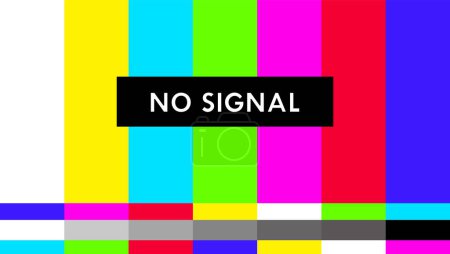 No Signal Colorful Lines TV Glitch Vector Illustration