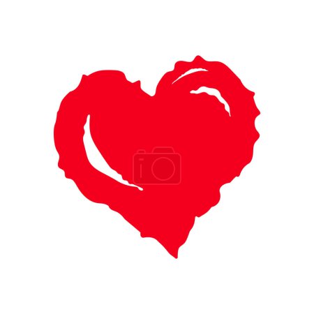 Photo for Red Heart Grunge Hand Drawn Style Isolated Vector Illustration - Royalty Free Image