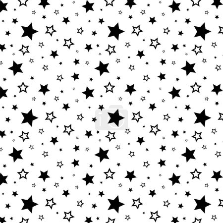 Illustration for Black Stars Seamless Pattern Print Paper Background Vector Illustration - Royalty Free Image