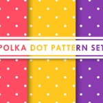 Colorful Polka Dot Seamless Pattern Vector Background Set