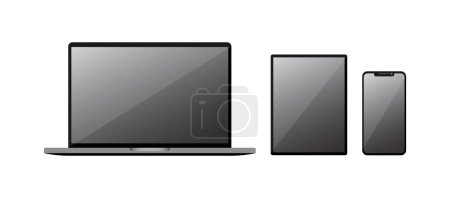 Photo for Laptop Tablet Smartphone Glossy Display Vector Illustration Set - Royalty Free Image