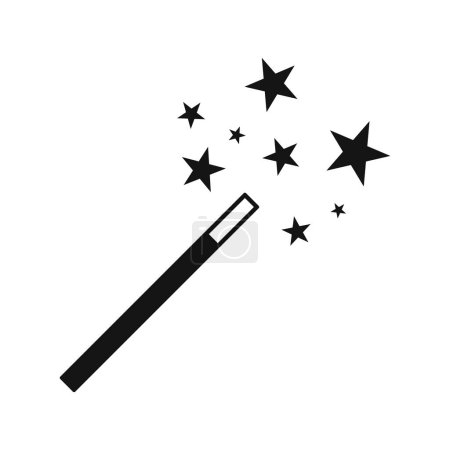 Téléchargez les illustrations : Baguette magique étoiles Icône Isolation vectorielle Illustration - en licence libre de droit