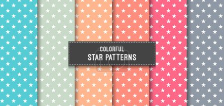 Photo for Colorful Stars Seamless Pattern Background Set Vector Illustration - Royalty Free Image