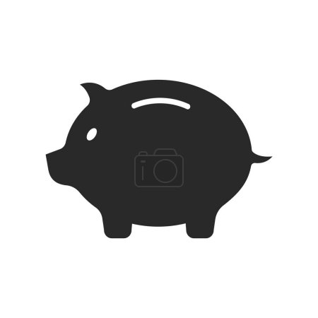 Photo for Black Piggy Bank Flat Icon Vector Illustration - Royalty Free Image