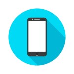 Flat Mobile Phone Round Shadow Icon Isolated Vector Illustration