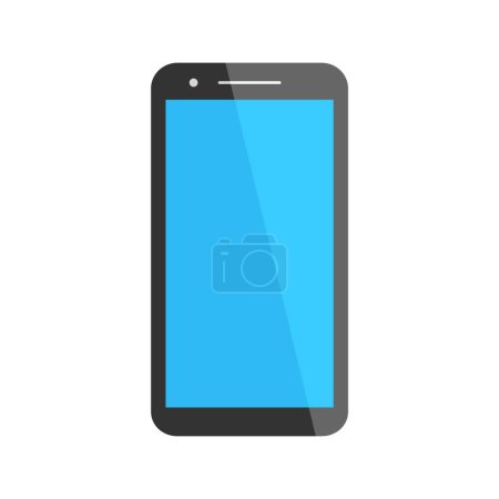 Illustration vectorielle d'affichage bleu brillant d'icône de téléphone intelligent plat