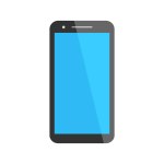 Flat Smartphone Icon Glossy Blue Display Vector Illustration