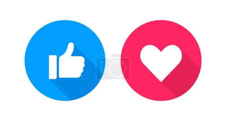 Photo for Thumbs Up Like Heart Round Shadow Icon Vector Illustration - Royalty Free Image