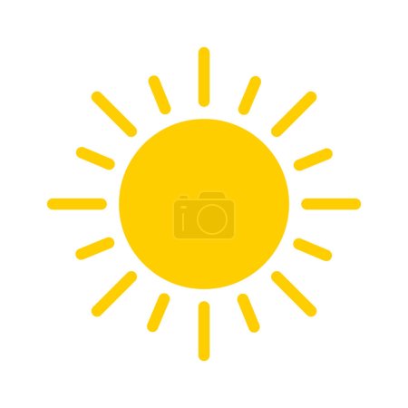 Téléchargez les illustrations : Rayons de soleil jaunes Icône plate chaud été isolé Illustration vectorielle - en licence libre de droit