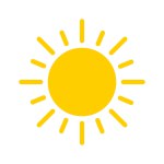 Yellow Sun Rays Flat Icon Hot Summer Isolated Vector Illustration