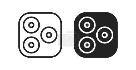 Photo for Triple Smartphone Camera Lens Black White Icons Vector Illustration - Royalty Free Image