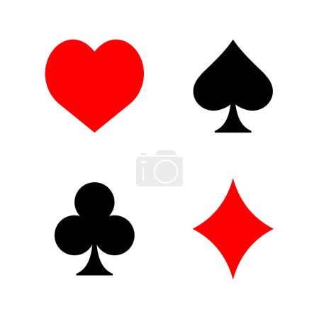 Téléchargez les illustrations : Symboles de carte à jouer de diamant de pique de club de coeur Illustration vectorielle - en licence libre de droit