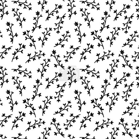Photo for Black Leaves Seamless Pattern White Background Vector Illustration - Royalty Free Image