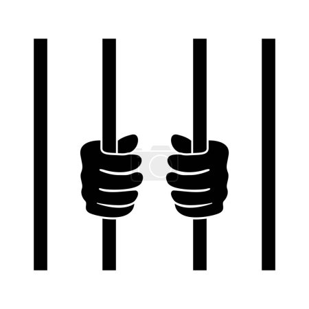 Photo for Prison Behind Bar Hands Silhouette Vector Illustration - Royalty Free Image