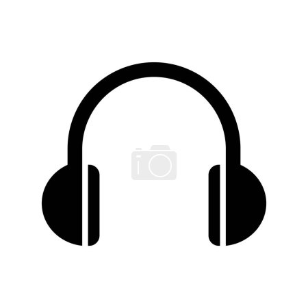Photo for Music Headphone Accessory Black Icon Vector Illustration - Royalty Free Image