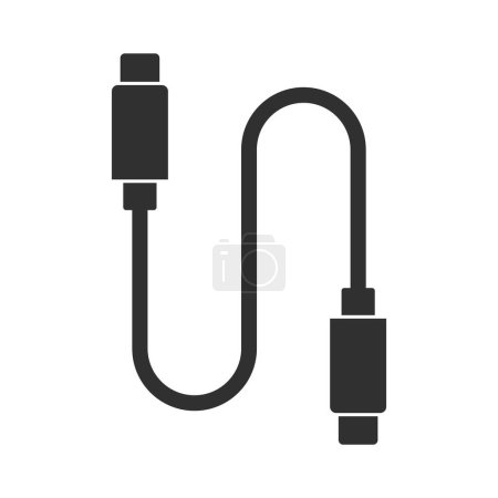 Téléchargez les illustrations : USB Data Charging Cable Glyph Icon Vector - en licence libre de droit