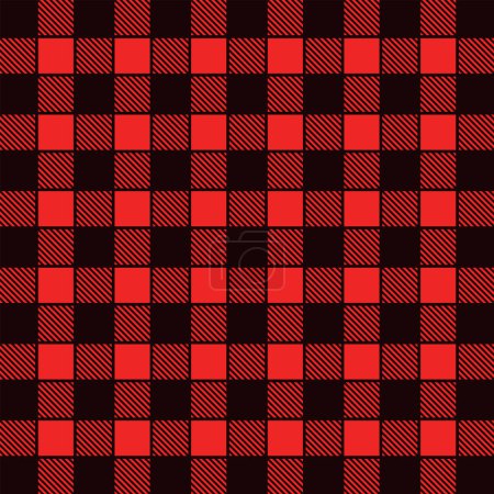 Buffalo Check Geométrica Tela Rojo Negro Patrón de color Vector de fondo