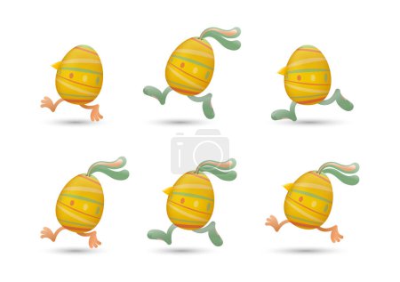 Photo for Easter eggs running with combination of beaks and legs of chicks, ears and legs of bunnies painted with lines set - Royalty Free Image